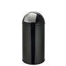 Cestino PUSH 35L nero con superficie lucida e coperchio a pressione argento di hjh OFFICE