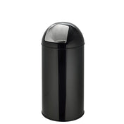 Cestino PUSH 35L nero con superficie lucida e coperchio a pressione argento di hjh OFFICE