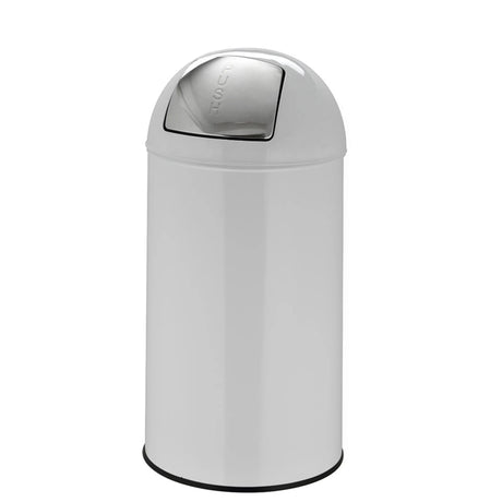 Cestini PUSH 50L bianco con superficie lucida e coperchio push argento di hjh OFFICE