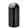 Cestino PUSH 50L nero con superficie lucida e coperchio a pressione argento di hjh OFFICE