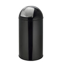 Cestino PUSH 50L nero con superficie lucida e coperchio a pressione argento di hjh OFFICE