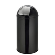 Cestino PUSH 50L nero con superficie lucida e coperchio a pressione argento di hjh OFFICE
