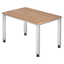Scrivania regolabile in altezza QUEO 12 S con piano in noce e gambe bianche di hjh OFFICE PRO