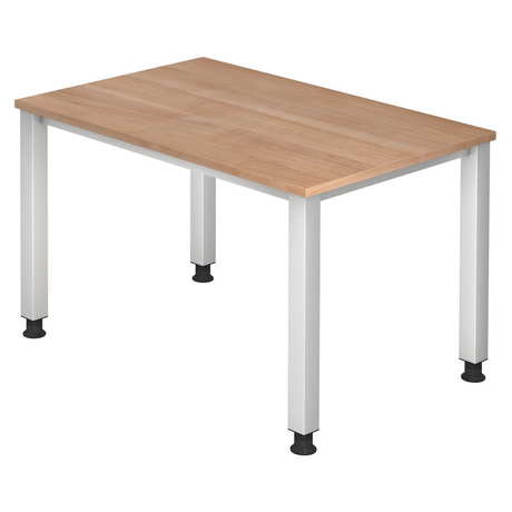 Scrivania regolabile in altezza QUEO 12 S con piano in noce e gambe bianche di hjh OFFICE PRO