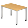 Scrivania regolabile in altezza QUEO 12 S con piano color faggio e gambe bianche di hjh OFFICE PRO