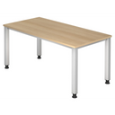 Scrivania regolabile in altezza QUEO 16 S in rovere con gambe argentate di hjh OFFICE PRO