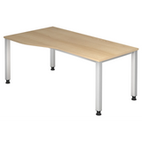 Scrivania regolabile in altezza QUEO 18 S effetto rovere con quattro gambe argentate di hjh OFFICE PRO