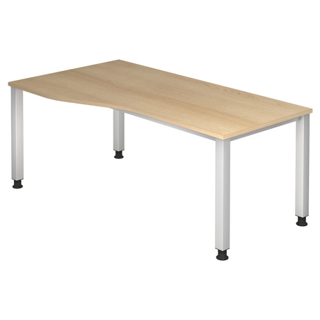 Scrivania regolabile in altezza QUEO 18 S effetto rovere con quattro gambe argentate di hjh OFFICE PRO