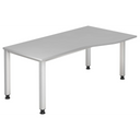 Scrivania regolabile in altezza QUEO 18 S in grigio con piano curvo di hjh OFFICE PRO