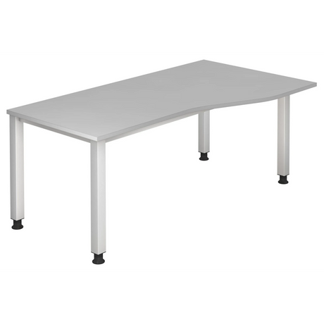Scrivania regolabile in altezza QUEO 18 S in grigio con piano curvo di hjh OFFICE PRO