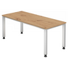 Scrivania QUEO 19 S in rovere nodoso con gambe bianche regolabili in altezza di hjh OFFICE PRO