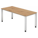 Scrivania QUEO 19 S in rovere nodoso con gambe bianche regolabili in altezza di hjh OFFICE PRO