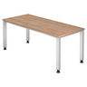 Scrivania regolabile in altezza QUEO 19 S con piano in legno di noce e gambe bianche di hjh OFFICE PRO
