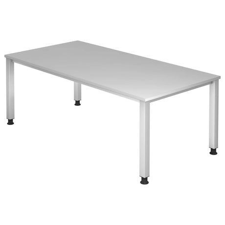 Scrivania grigia QUEO 2E S con piano rettangolare e quattro gambe di hjh OFFICE PRO