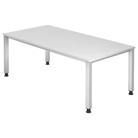 Scrivania bianca QUEO 2E S con piano rettangolare e quattro gambe di hjh OFFICE PRO
