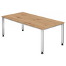 Scrivania regolabile in altezza QUEO 2E S in rovere nodoso con gambe bianche di hjh OFFICE PRO