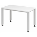 Scrivania regolabile in altezza QUEO 612 S in bianco e argento con quattro gambe di hjh OFFICE PRO