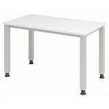 Scrivania regolabile in altezza QUEO 612 S in bianco e argento con quattro gambe di hjh OFFICE PRO