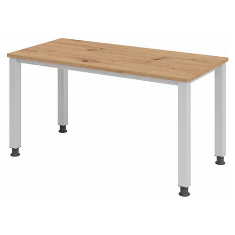 Scrivania regolabile in altezza QUEO 614 S in rovere nodoso con gambe argentate di hjh OFFICE PRO