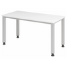 Scrivania regolabile in altezza QUEO 614 S in bianco e argento con quattro gambe quadrate di hjh OFFICE PRO