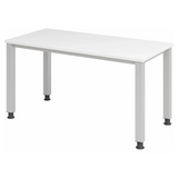 Scrivania regolabile in altezza QUEO 614 S in bianco e argento con quattro gambe quadrate di hjh OFFICE PRO