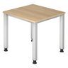 Scrivania regolabile in altezza QUEO 8 S con piano color rovere e gambe argentate di hjh OFFICE PRO