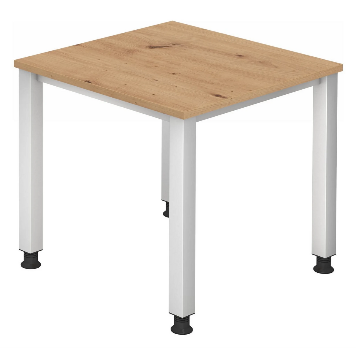 Scrivania regolabile in altezza QUEO 8 S in rovere rustico con quattro gambe bianche di hjh OFFICE PRO
