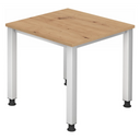 Scrivania regolabile in altezza QUEO 8 S in rovere rustico con quattro gambe bianche di hjh OFFICE PRO