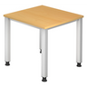 Scrivania regolabile in altezza QUEO 8 S con piano color faggio e gambe argentate di hjh OFFICE PRO