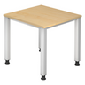 Scrivania regolabile in altezza QUEO 8 S in acero con quattro gambe quadrate argentate di hjh OFFICE PRO