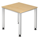 Scrivania regolabile in altezza QUEO 8 S in acero con quattro gambe quadrate argentate di hjh OFFICE PRO