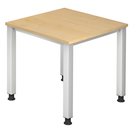 Scrivania regolabile in altezza QUEO 8 S in acero con quattro gambe quadrate argentate di hjh OFFICE PRO