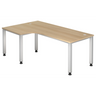 Scrivania a L QUEO 82 S effetto rovere con gambe bianche di hjh OFFICE PRO