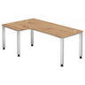 Scrivania regolabile in altezza QUEO 82 S in rovere nodoso con gambe bianche di hjh OFFICE PRO