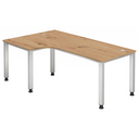 Scrivania regolabile in altezza QUEO 82 S in rovere nodoso con gambe bianche di hjh OFFICE PRO