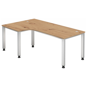 Scrivania regolabile in altezza QUEO 82 S in rovere nodoso con gambe bianche di hjh OFFICE PRO