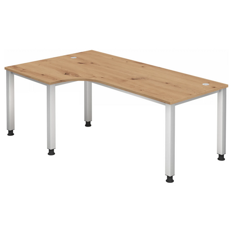 Scrivania regolabile in altezza QUEO 82 S in rovere nodoso con gambe bianche di hjh OFFICE PRO