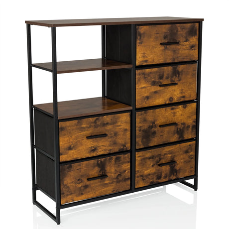 Cassettiera RAGALA in rovere affumicato con struttura in metallo nero e cinque cassetti di hjh LIVING