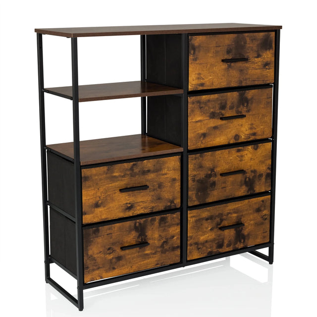 Cassettiera RAGALA in rovere affumicato con struttura in metallo nero e cinque cassetti di hjh LIVING