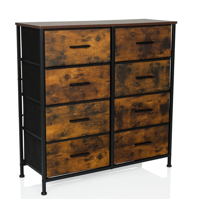Cassettiera RAGALA LIGHT in rovere affumicato con otto cassetti e struttura in metallo nero di hjh LIVING