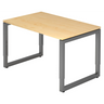 Scrivania regolabile in altezza REGO 12 G con piano in legno d'acero e struttura grigio grafite di hjh OFFICE PRO