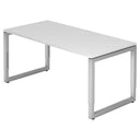 Scrivania regolabile in altezza REGO 16 S in bianco e argento con piano rettangolare di hjh OFFICE PRO