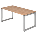 Scrivania regolabile in altezza REGO 16 S con piano in noce e struttura argento di hjh OFFICE PRO