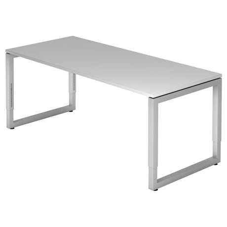 Scrivania regolabile in altezza REGO 19 S in grigio e argento con piano rettangolare di hjh OFFICE PRO