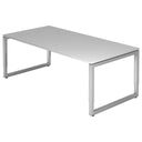 Scrivania regolabile in altezza REGO 2E S in grigio e argento con piano rettangolare di hjh OFFICE PRO