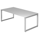 Scrivania regolabile in altezza REGO 2E S in grigio e argento con piano rettangolare di hjh OFFICE PRO