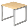 Scrivania regolabile in altezza REGO 8 S con piano in legno d'acero e struttura argentata di hjh OFFICE PRO