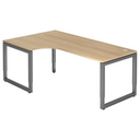 Scrivania a L REGO 82 G in effetto rovere con struttura grigio grafite di hjh OFFICE PRO