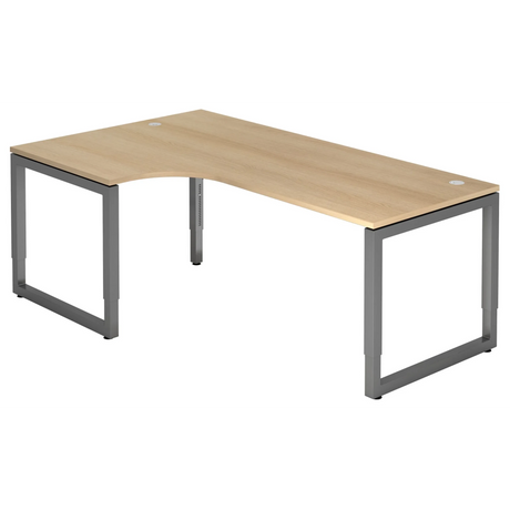 Scrivania a L REGO 82 G in effetto rovere con struttura grigio grafite di hjh OFFICE PRO