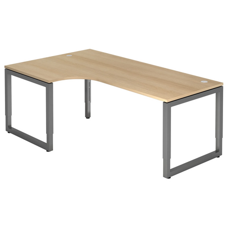Scrivania a L REGO 82 G in effetto rovere con struttura grigio grafite di hjh OFFICE PRO